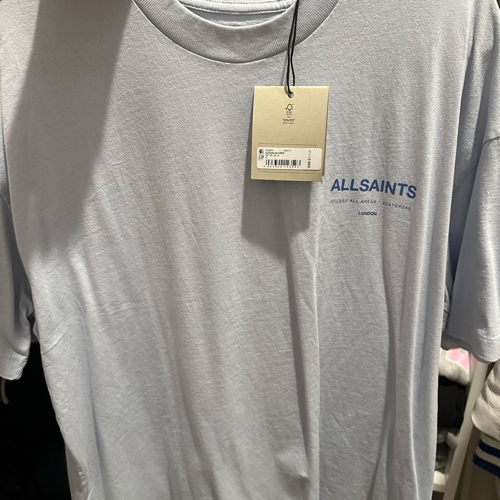All Saints Men's Sky Blue Tee